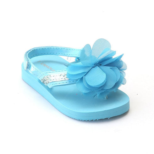 L`Amour Little Girls Blue Sequin Eva Foam Sandals 5-10 Toddler - SophiasStyle.com